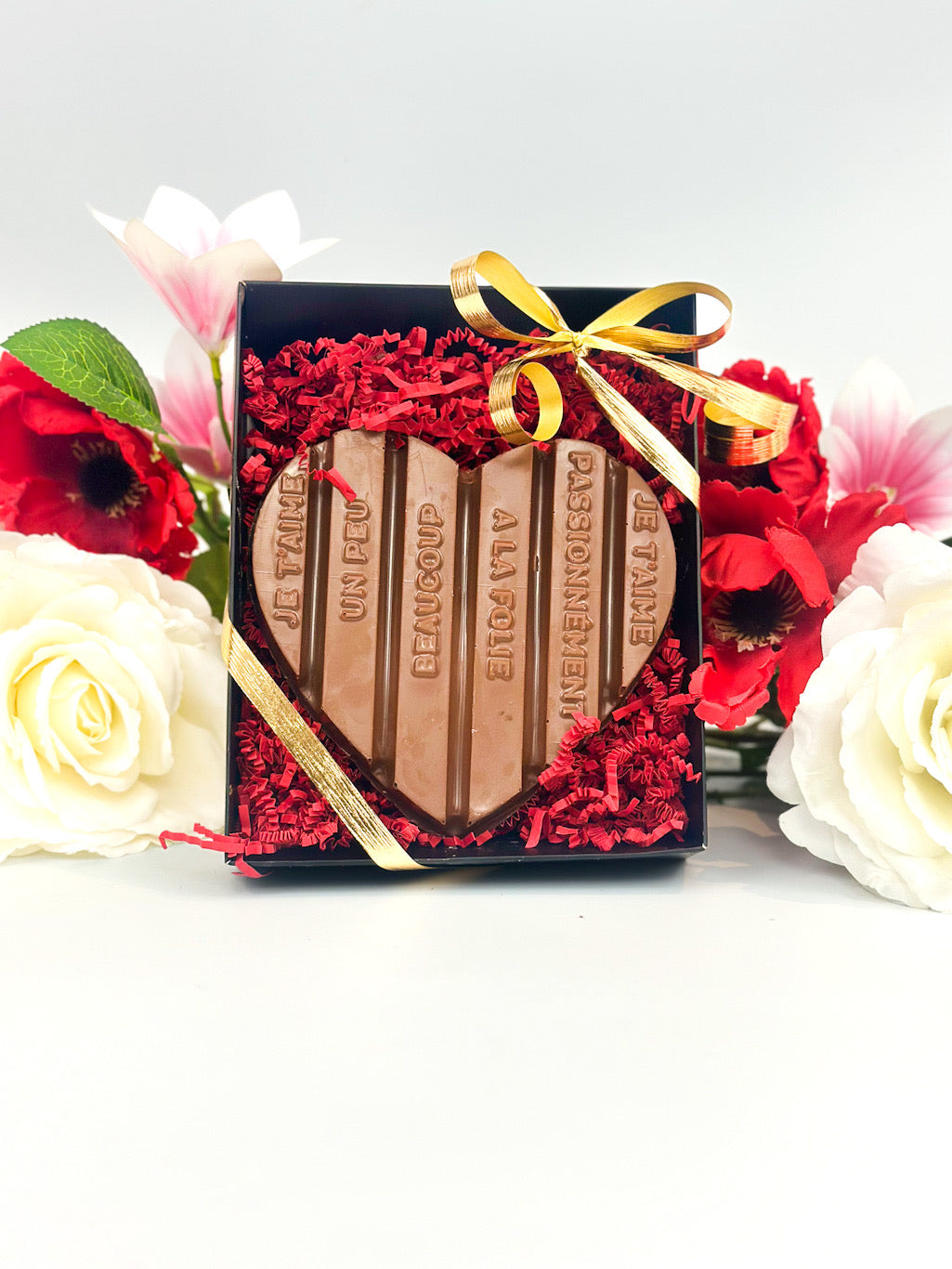 Cœur Saint-Valentin vegan – Chocolat au lait praliné ou Chocolat noir caramel fleur de sel
