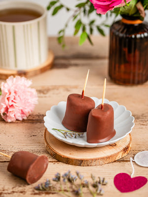 Guimauve enrobées de chocolat au lait végétal, Vegan et sans gluten réalisé par végéta'ly