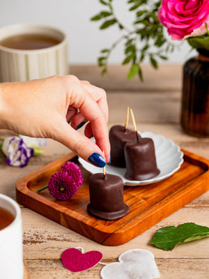 Guimauves enrobées de Chocolat Noir, vegan et sans gluten réalisé par végéta'ly