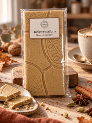 Tablette de chocolat blanc Chai latte vegan et sans gluten Végéta'Ly