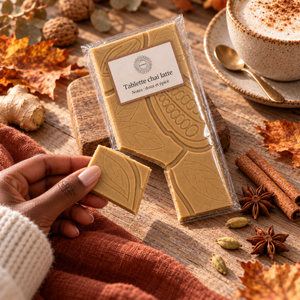 Tablette de chocolat blanc Chai latte vegan et sans gluten Végéta'Ly